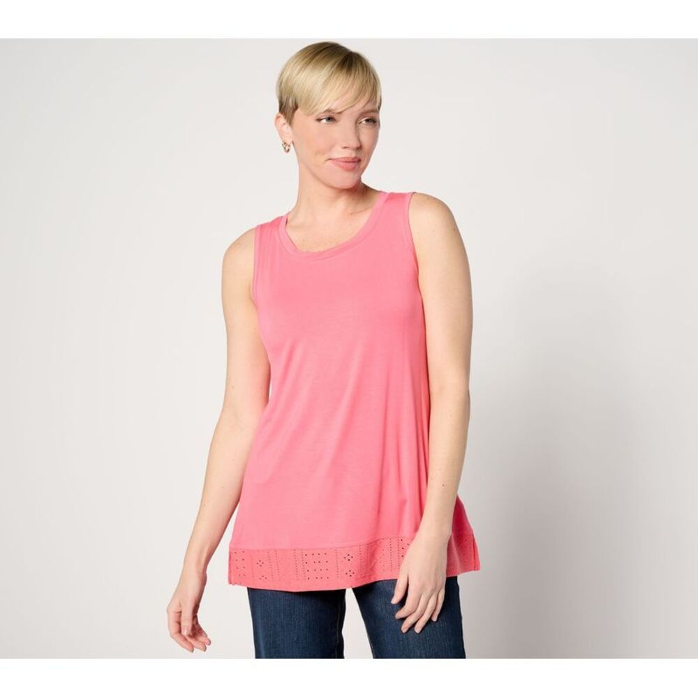 Revers-A-Brella Women's Top Sz M Knit Tank Eyelet Hem Red A638927
